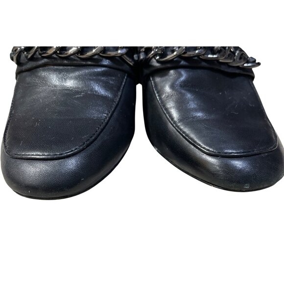 Enzo Angiolini Mule Loafer Chain Slip On Size 7M Black Heels Classic - Picture 5 of 11